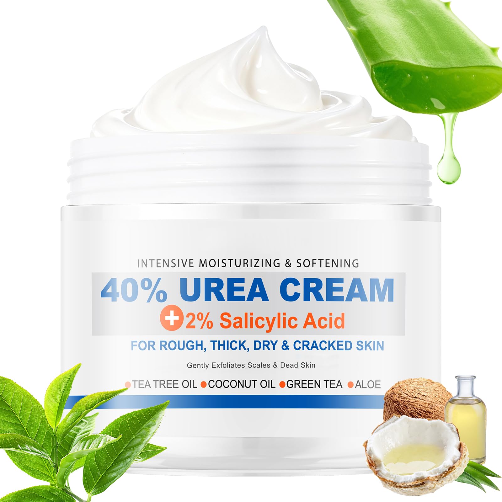 Hydrating Urea Cream for Feet,40% Urea 2% Salicylic Acid Feet Cream 5.29oz Uream Cream 40% Sensitive