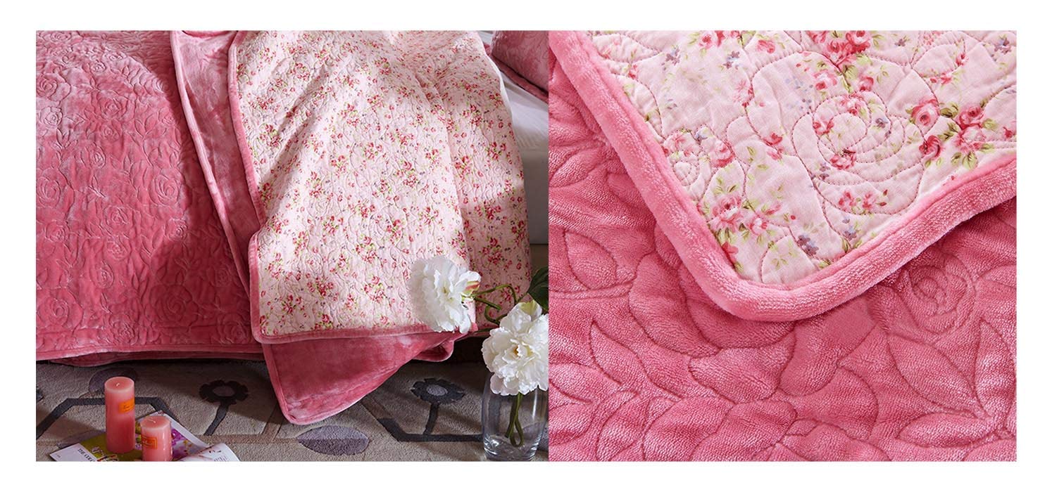 Amazon｜ダブルベッドキルトベッドスプレッドフランネルブランケット