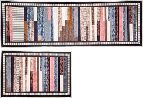 Miniatura 1 de Juego artístico de 2 piezas de alfombras de cocina, tapetes de cocina (18 x 30 pulgadas) + (18 x 59 pulgadas), antideslizantes, lavables,