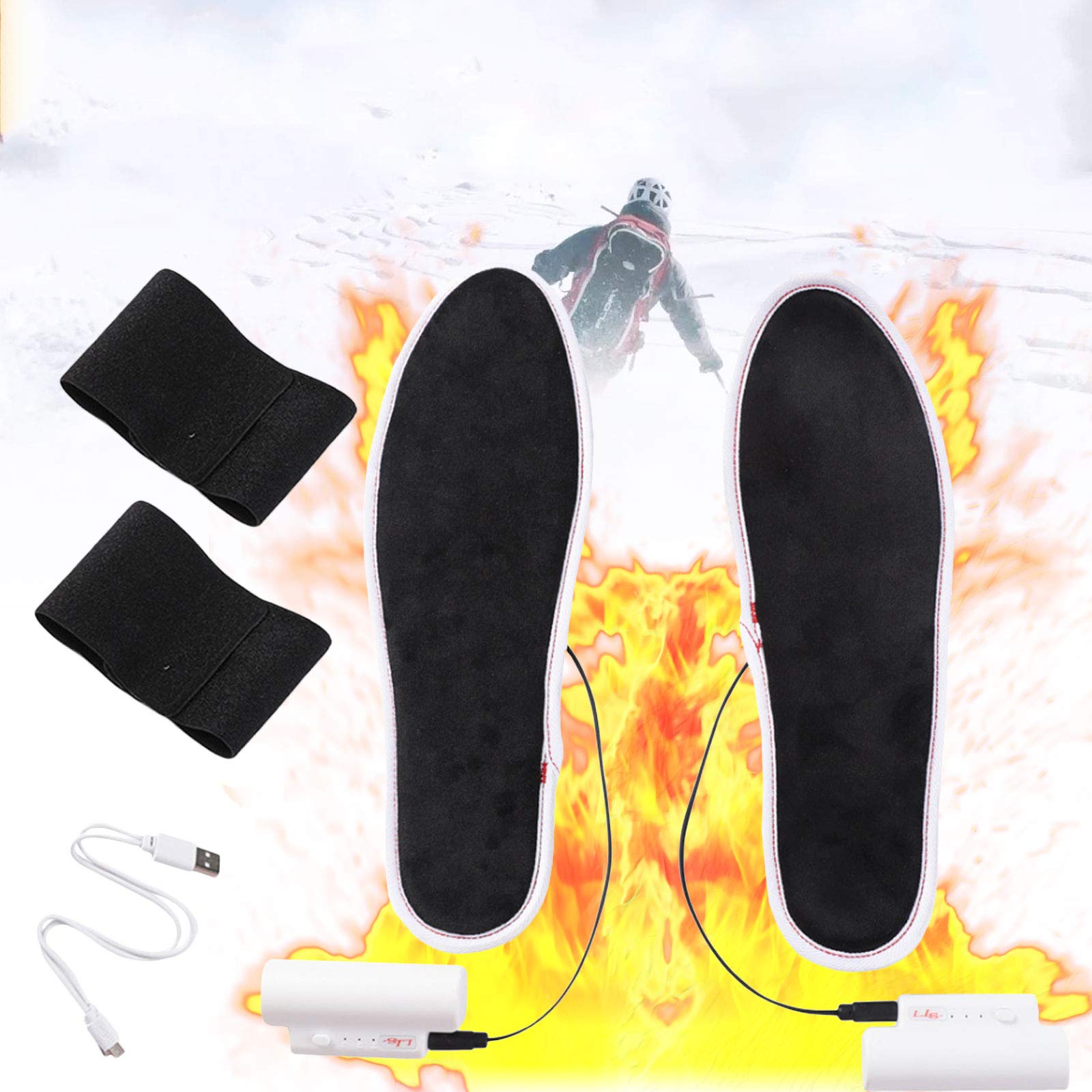 NANANA Sottopiede Riscaldato, Riscaldanti Soletta Riscaldata Elettrica, Solette per Scarpe Riscaldate Ricaricabili USB Solette Termiche per Scaldapiedi, Solette Invernali per Sport all'Aria Aperta,38