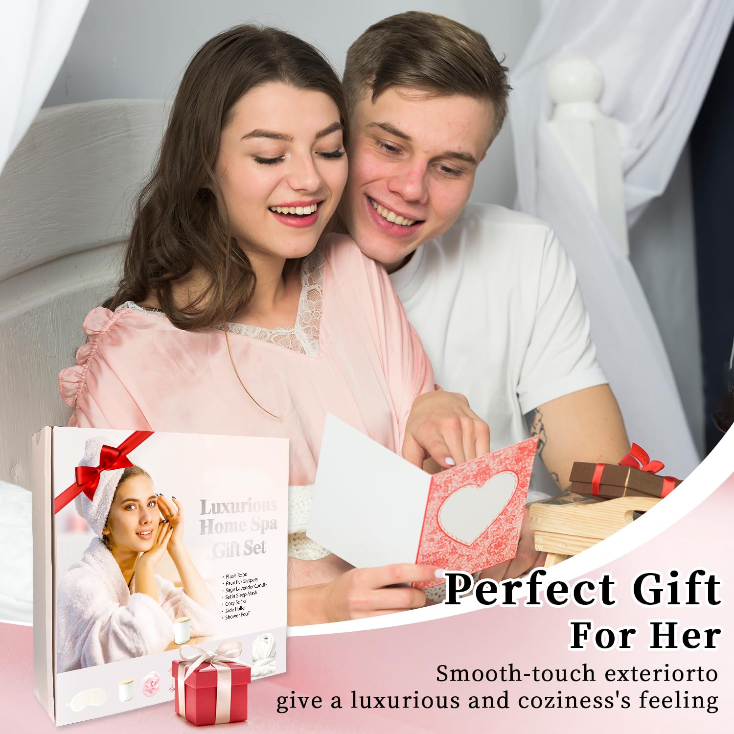 my novel things Birthday Gifts for Women, Bathrobe Set, Spa Robe and Slippers set with Scented Candle Self Care 7 Pack for Christmas Thanksgiven Valentine's Day Gift Unique for Her Mother Mom Girl