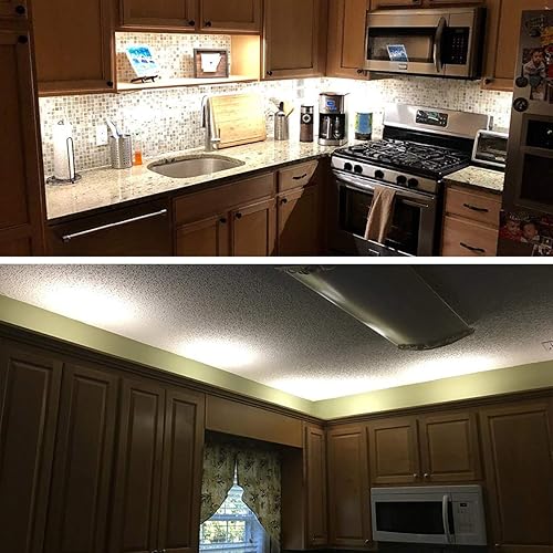 Miniatura 9 de Litever Kit de iluminación LED para debajo del mostrador, 4 tiras LED flexibles de 20 pulgadas, 16 W, 1200 lúmenes, luz blanca diurna 5000 K.