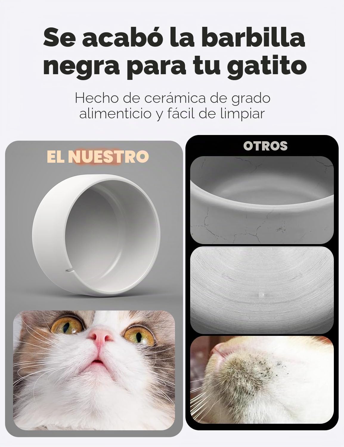 WOPET Fuente de agua de cerámica para gatos, 3L/2,863.3 g W03 Lite elegante fuente de agua para mascotas, dispensador de agua para gatos y perros, ultra silenciosa, fácil de limpiar y montar, blanco y