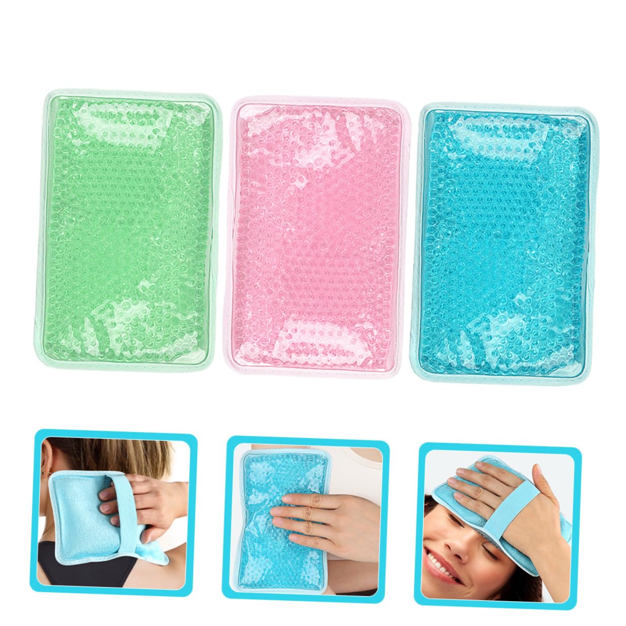 3 Stück Kältekompresse Gelkissen für Nacken und Rücken mit Weichem Pvc Material Wiederverwendbare Kältetherapiepackung für Heiße und Kalte Anwendungen