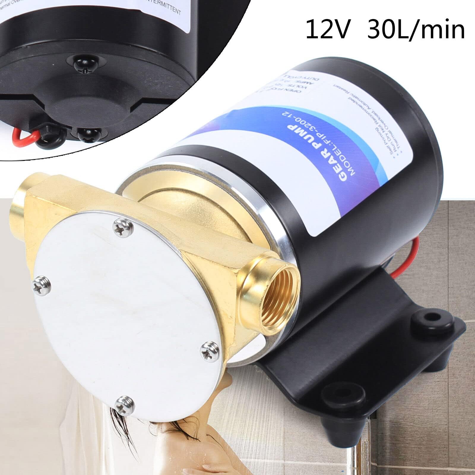 Bomba autocebante de 12 V con flujo 23-30 l/min – Sentina de membrana para lavado de techo, sumergible