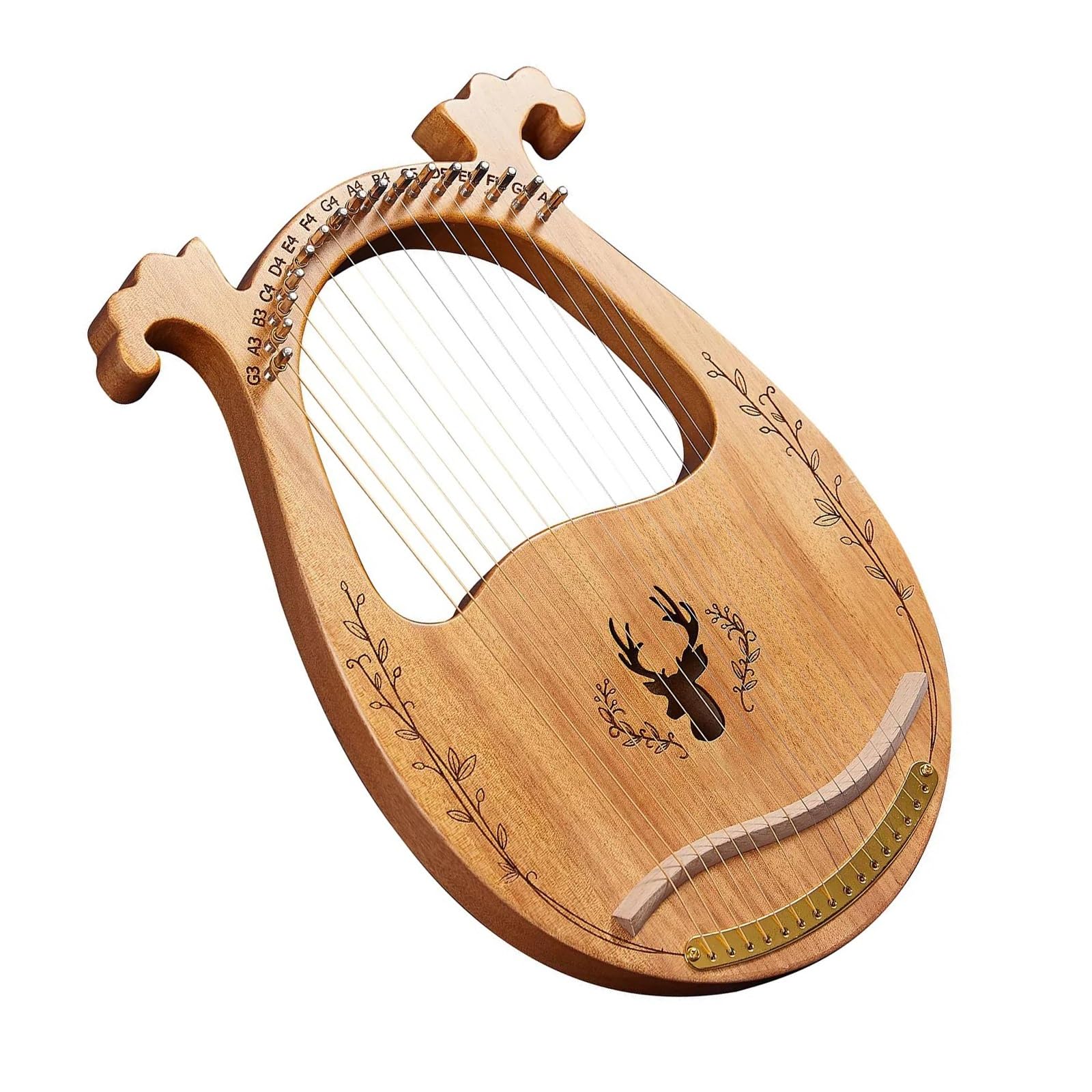 xilofono professionale Strumenti A Corda Con Scatola Di Risonanza Per Arpa E Lira In Legno A 16 Corde Con Chiave C Corde Per Accordatura Regali Musicali(16 Natural)