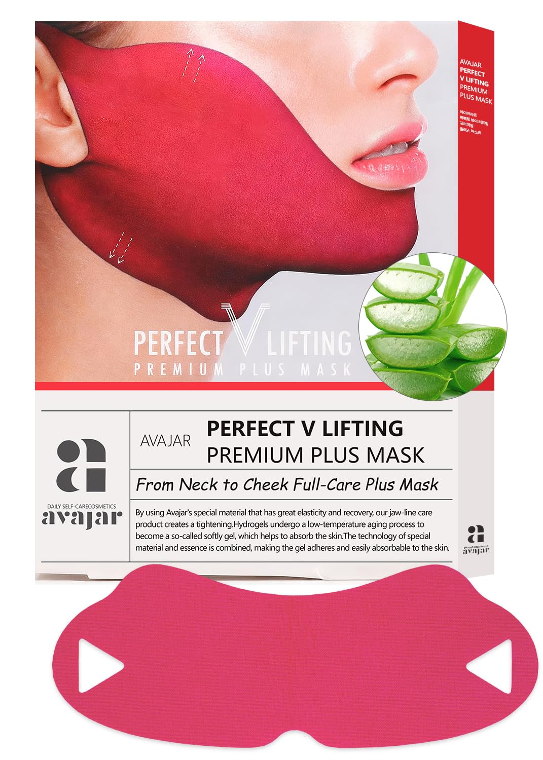 AVAJAR Perfect V Line Lifting Mask - Double Chin Reduce for Tightening and Firming, Chin Lifting Mask for Women - Jawline Mask with Volufiline™ & Bodyfit™, Hyaluronic Acid & Aloe (5PCS)