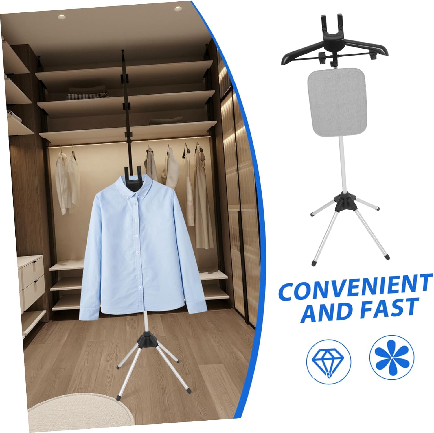 Collapsible Steamer Rack Ironing Board Foldable Rack Steam Board for Clothes Standing Clothes Steamer Stand Telescopic Folding Ironing Stand