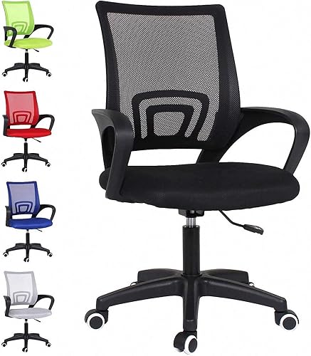 Miniatura 10 de Meet perfect Silla de oficina de escritorio con respaldo medio, silla ergonómica moderna para computadora con soporte lumbar y reposabrazos, silla