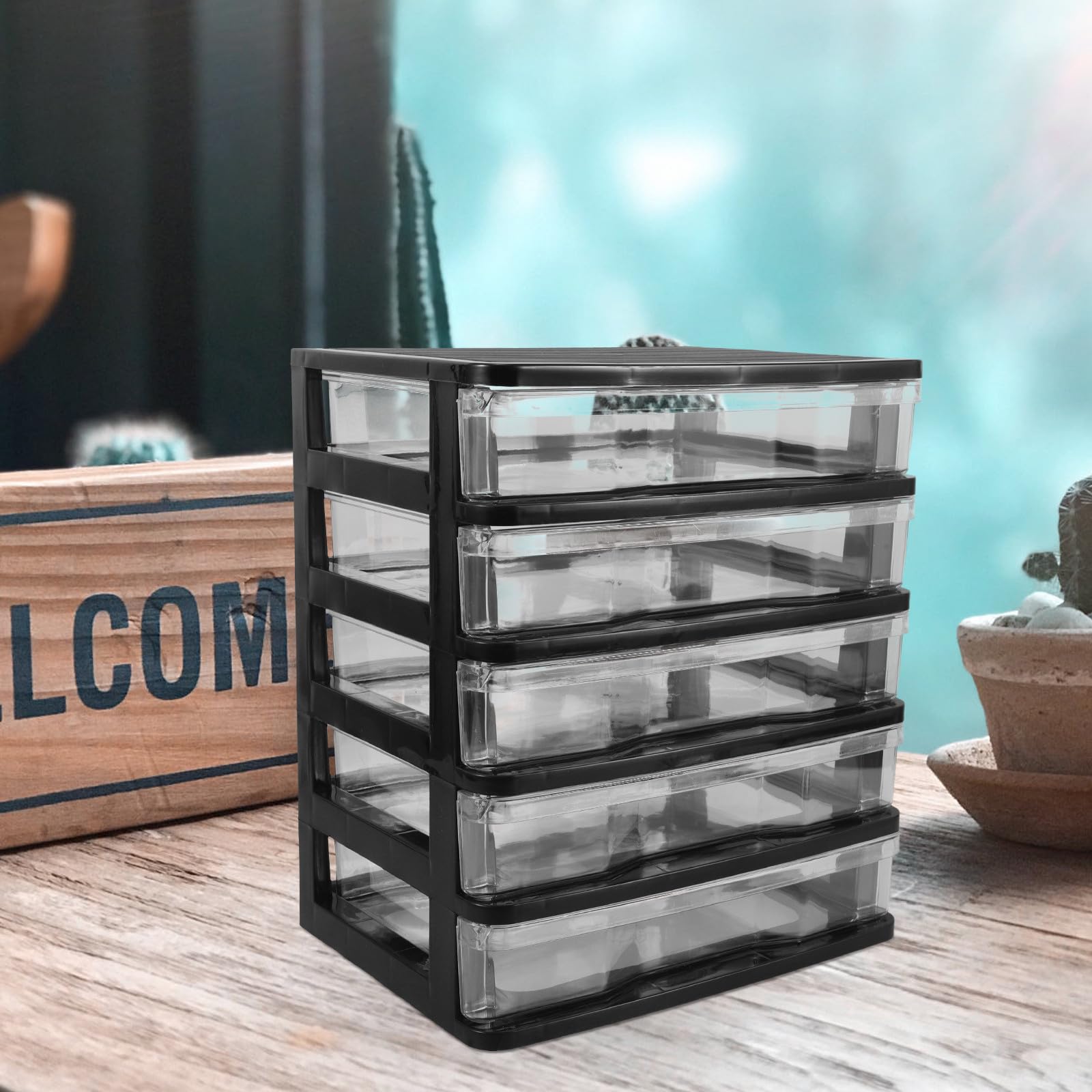 POPETPOP Organizer per Cassetti da Scrivania Multi-strato in Plastico Trasparente Visibilità Chiara per Cosmetici e Piccoli Oggetti, per Bagno e Decorazione Casa