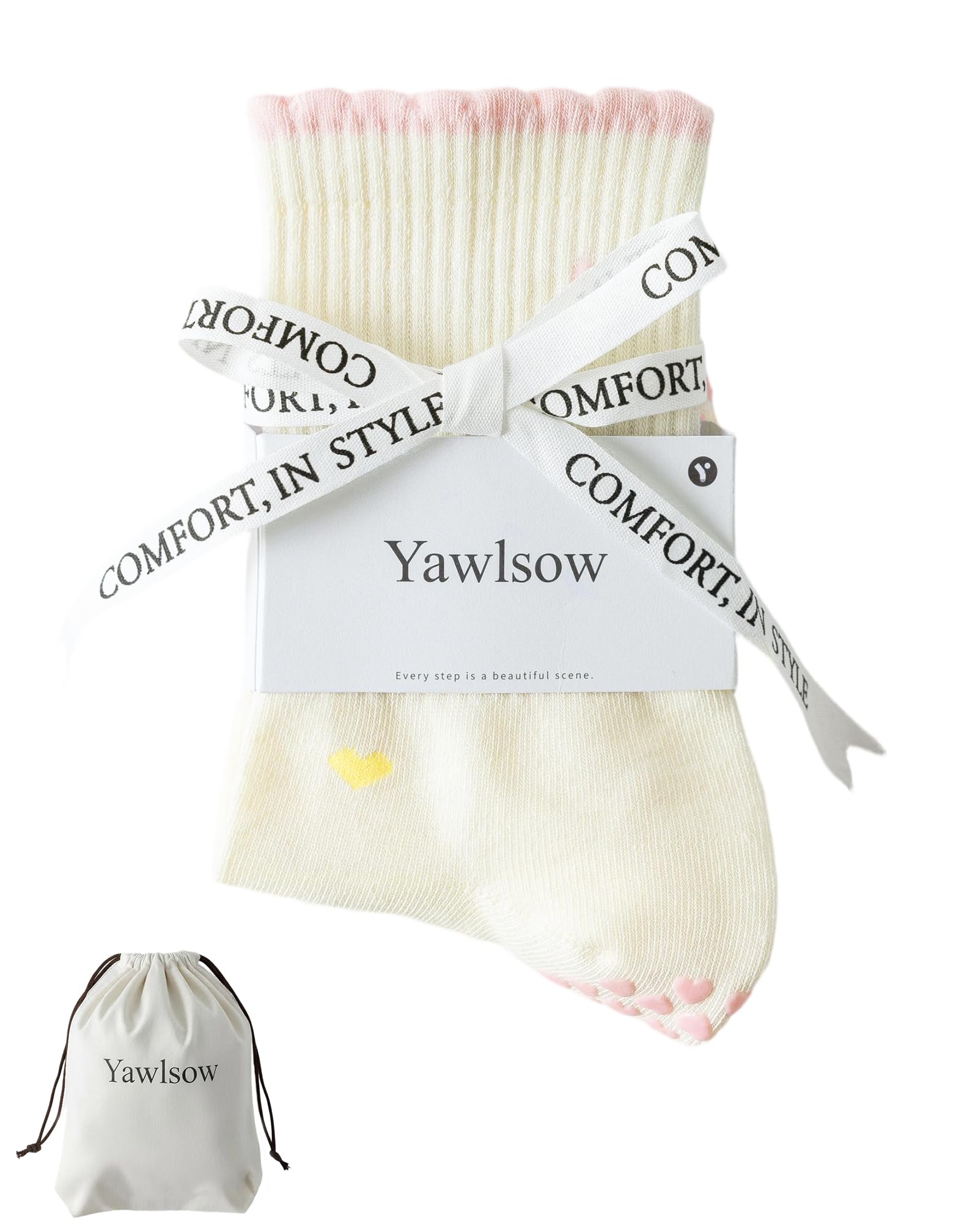 Yawlsow Pilates Stoppersocken für Damen Rutschfeste Yoga Grip Socken | mit Noppen niedlich und bequem für Reformer Ballett Barre Tanz Trampolin Krankenhaus Fitness Zuhause Atmungsaktiv