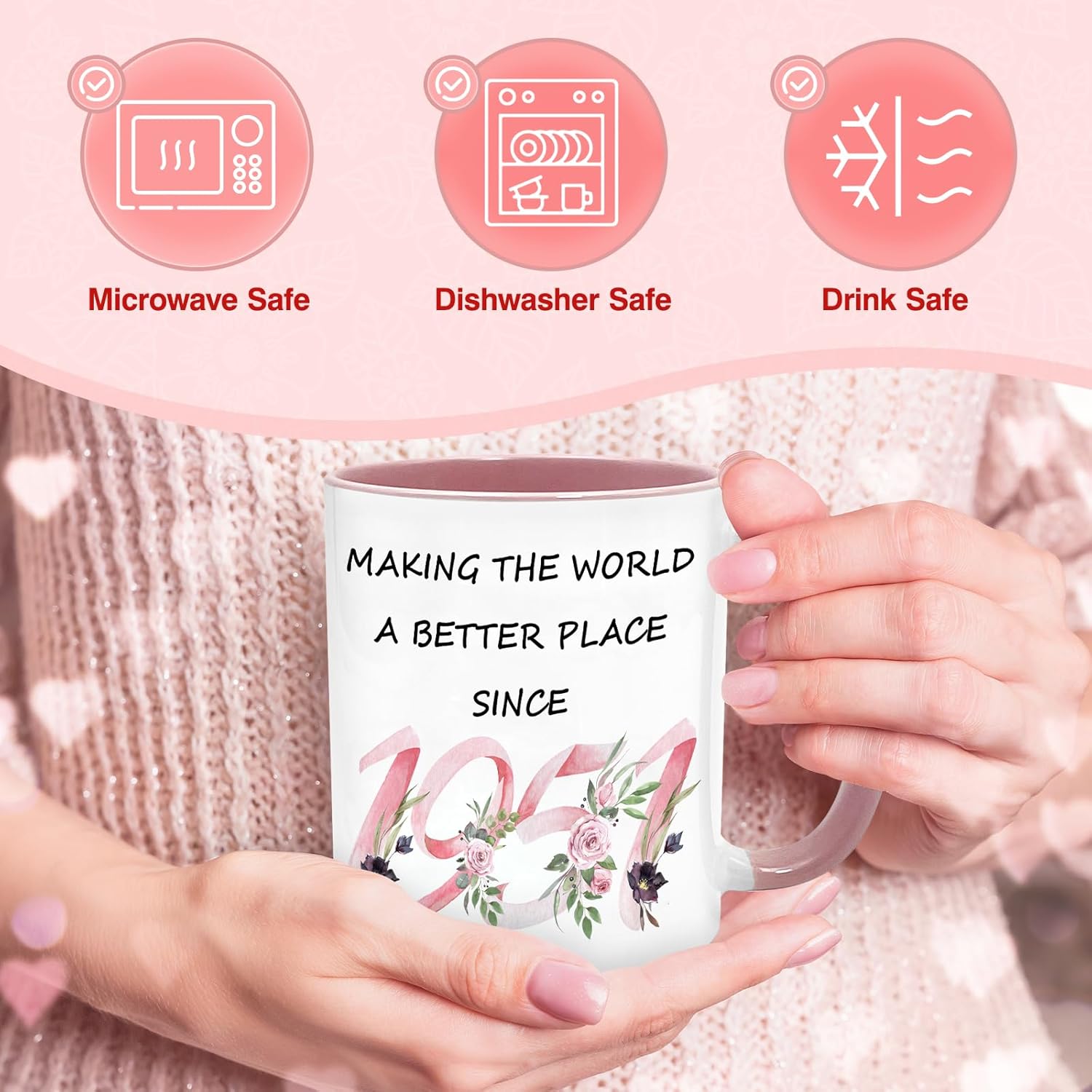 75th Birthday Gifts for Women Her, 1951 Vintage Birthday Coffee Mugs with Silicone Coaster, Fabulous 1951 Gifts Ideas for 75 Years Old Women Mom Sisters Grandma - Image 5