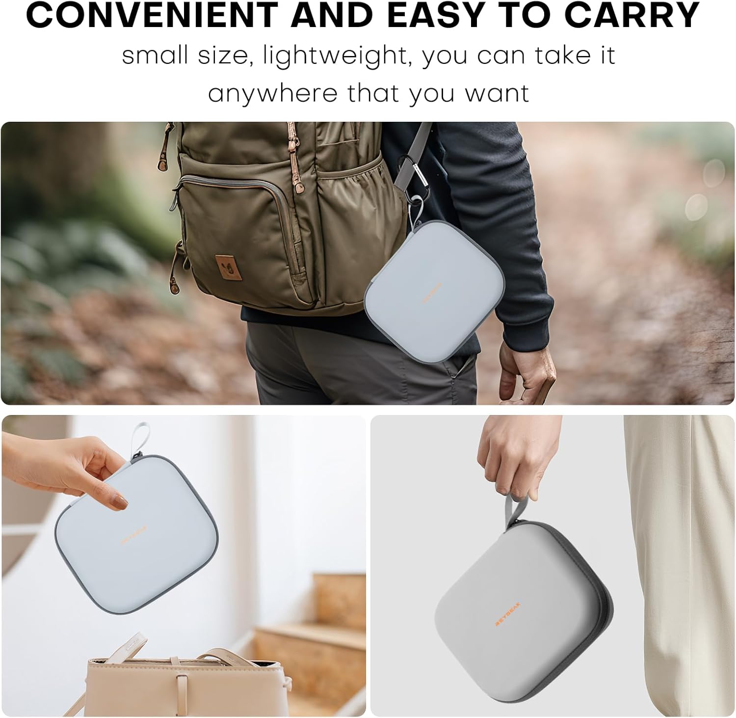 REYGEAK Carrying Case for DJI NEO,Portable PU Compact Bag,Waterproof Small Storage Case For DJI NEO Drone Accessories(Grey) - Image 7