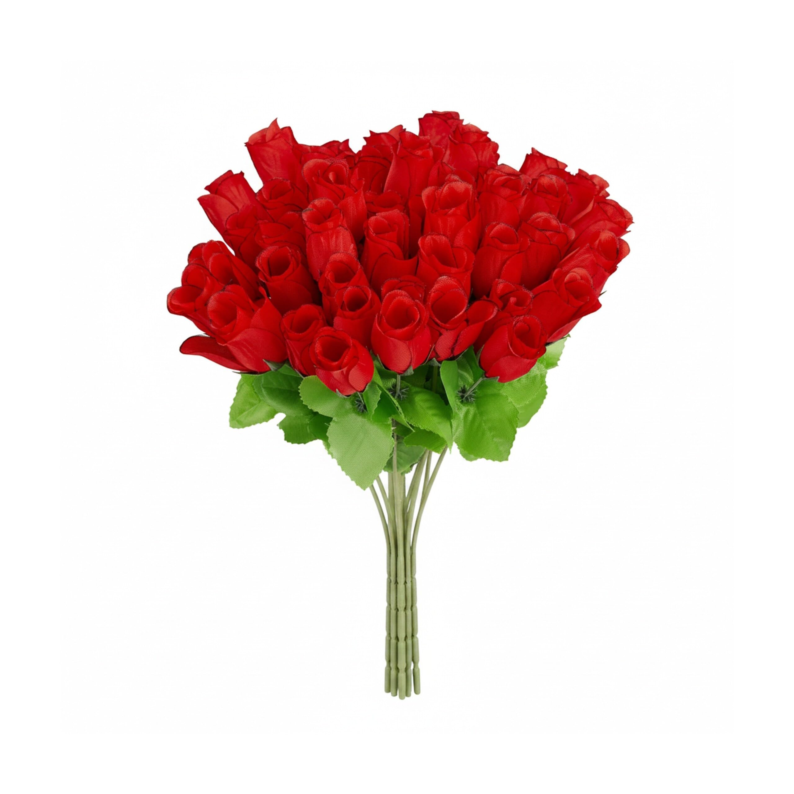 Relaxdays Künstliche Rosen, 288 Stück Künstliche Blumen mit Stiel und Blättern, Geschenk, Hochzeit, Höhe 26 cm, Rot