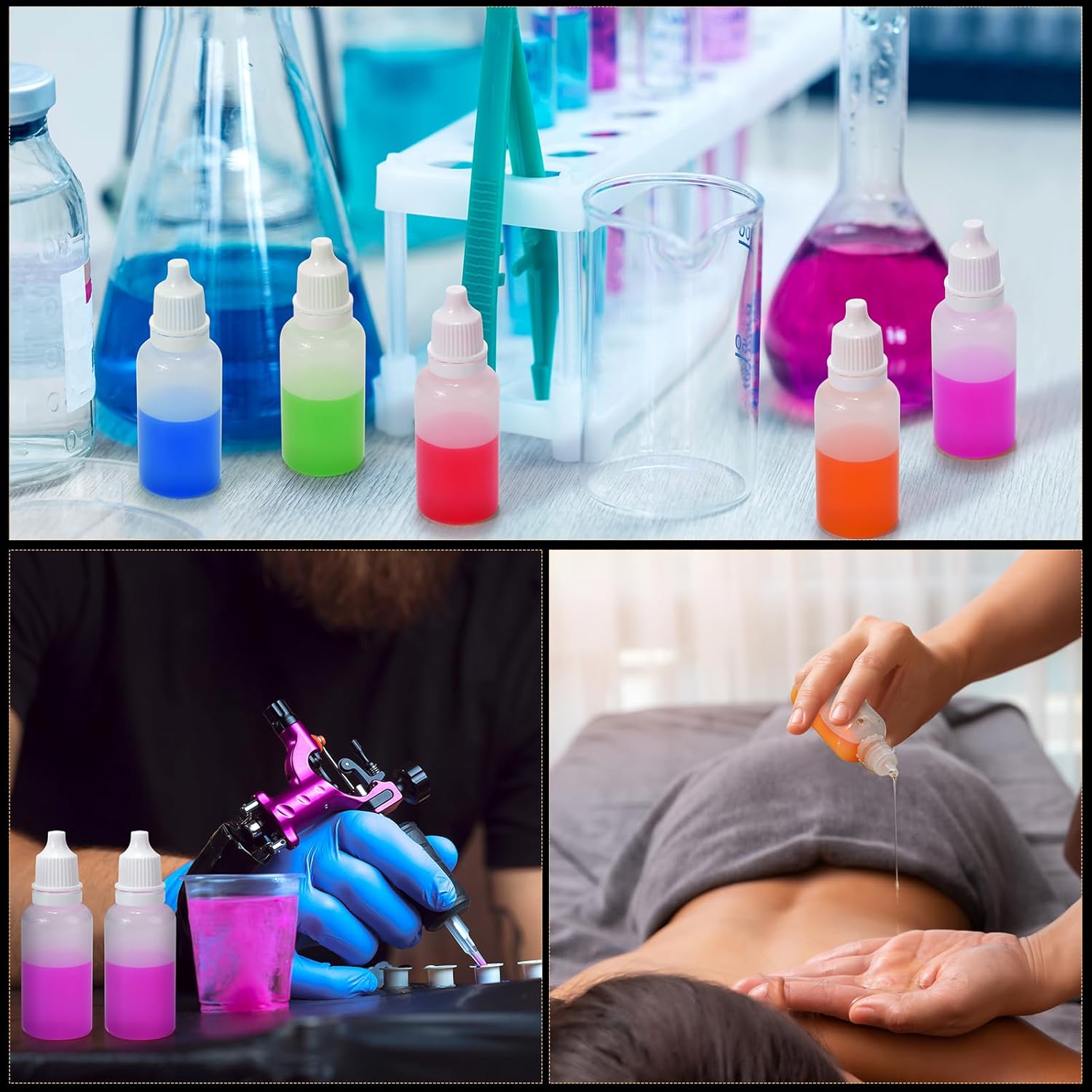 Umigy 200 Pcs Dropper Bottles Empty Eye Dropper Bottle Small Liquid Plastic Container Portable Squeezable Eye Liquid Dropper with Caps and Plug for Oil, Eye Liquid Storage (20 ml)