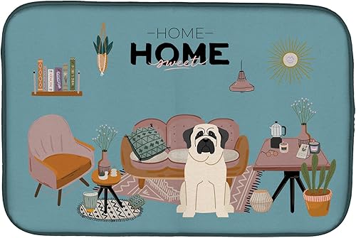 Miniatura 63 de Caroline's Treasures CK7824DDM - Tapete absorbente para secado de platos con diseño de bulldog inglés, rojo y blanco, para encimera de cocina, 14 x