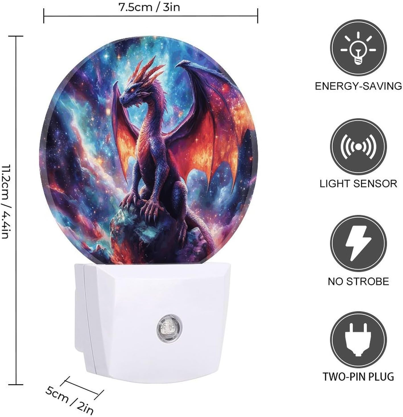 Fantasy Dragon LED Night Light Plug-In Wall Nightlight, Decor 11.2x5x7.5cm image 2