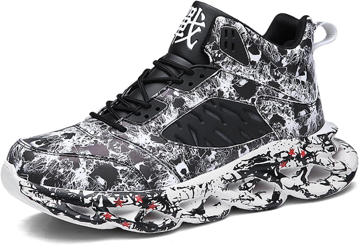 GSIGUL Mens Basketball Shoes Lightweight Mens Running Tennis Shoes Graffiti Athletic Chunky Sneakers for Men