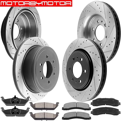 Miniatura 2 de MotorbyMotor Rotores de freno delanteros y traseros de repuesto para Ford F-150 2010-2011 (solo modelos de 6 lengüetas) Kit de rotor de freno