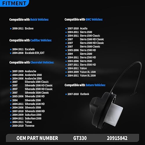 Miniatura 2 de Tapa de gasolina GT330 compatible con Buick Cadillac Chevy GMC 2004-2011 - Enclave Escalade Tahoe Traverse Silverado 1500HD 2500HD 3500HD Acadia