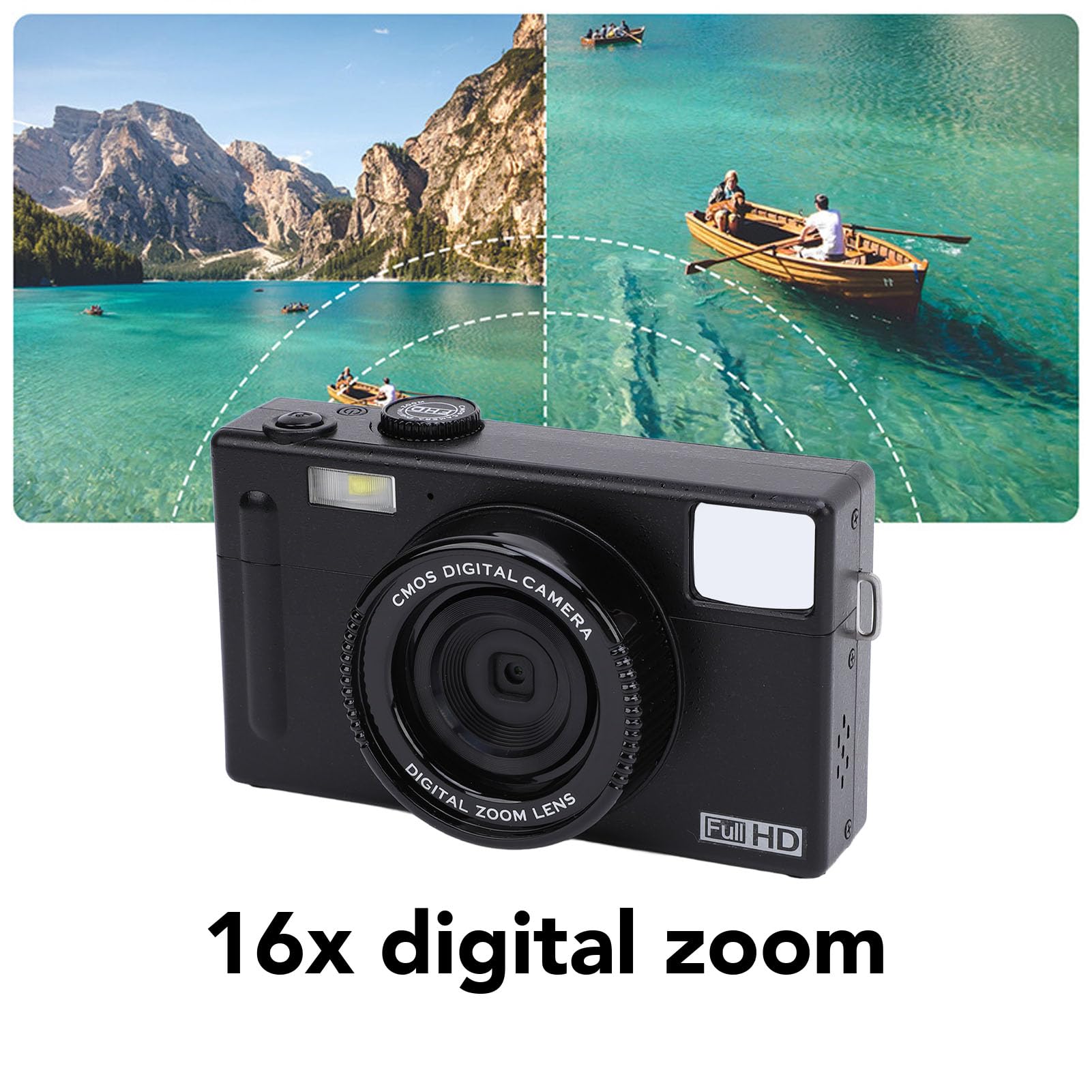 Fotocamera digitale, 1080P HD 3 pollici IPS Screen Vlogging Camera, 48MP 16X Zoom digitale USB C Videocamera tascabile portatile fotocamera compatta per viaggi Vlogging per ragazzi ragazze