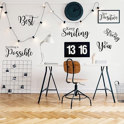Miniatura 4 de Leinuosen 25 calcomanías de vinilo con citas inspiradoras para la pared, decoración motivacional para ventana, texto positivo, decoración de pared