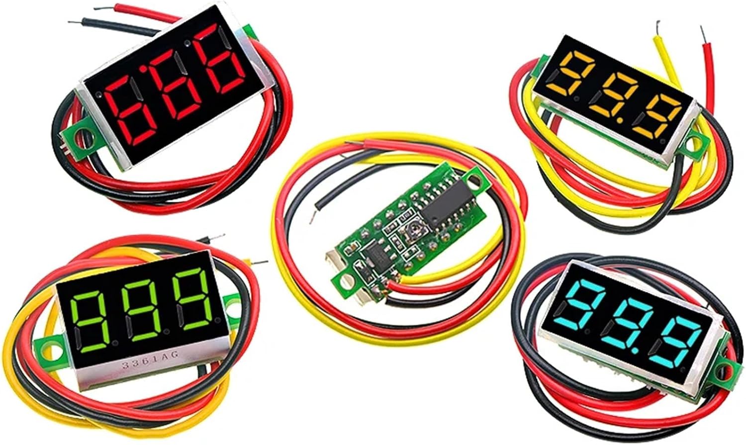 0.28/0.36 Inch DC LED Digital Voltmeter 0-100V Voltage Meter Auto Car Mobile Power Voltage Tester Detector 12V Red Green Blue(Green Display,10PCS_0.36 INCH_3 Wire)