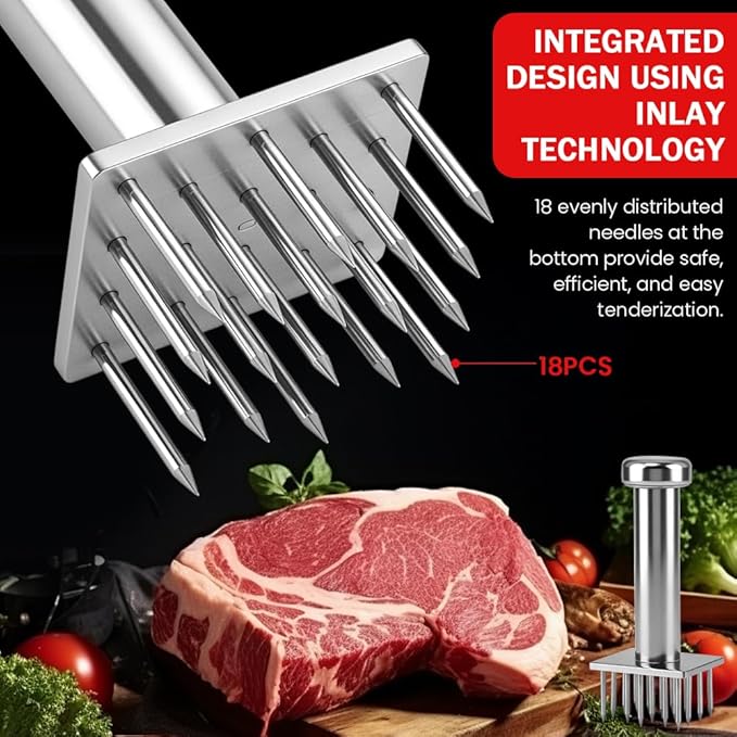Ablandador de Carne de Acero Inoxidable con 18 Agujas miniatura 5