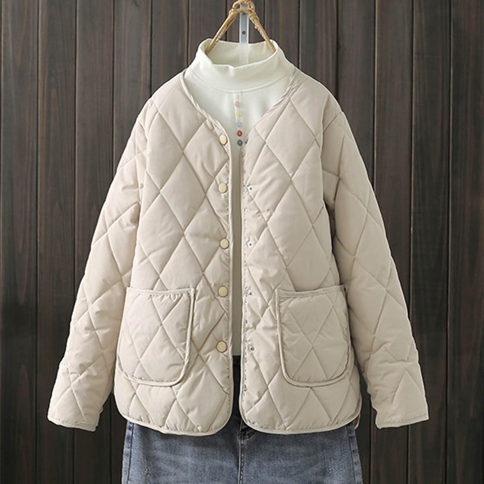 Chaqueta Mujer Abrigo Entretiempo Invierno Cazadora Plumiferos，Chaqueta acolchada corta ligera sin cuello forma mujer algodón moderna abrigo casual diario elegante cálida transpirable fácil combinar