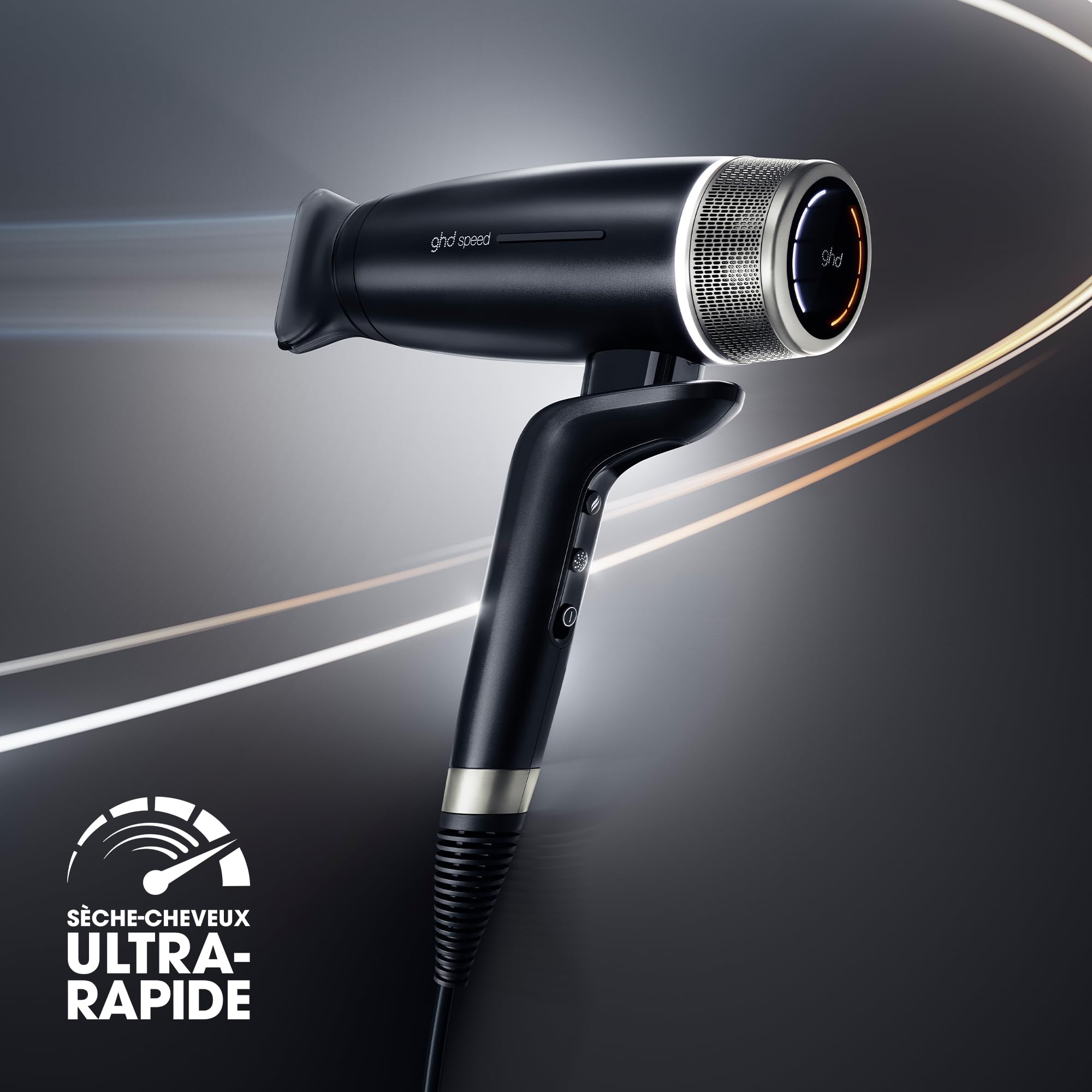 ghd - Sèche-cheveux ghd Speed - Seche cheveux professionnel (Noir mat) - Ultra-rapide, séchage puissant avec contrôle, sans dommage thermique, frais en racine/au toucher - Recommandé par les coiffeurs
