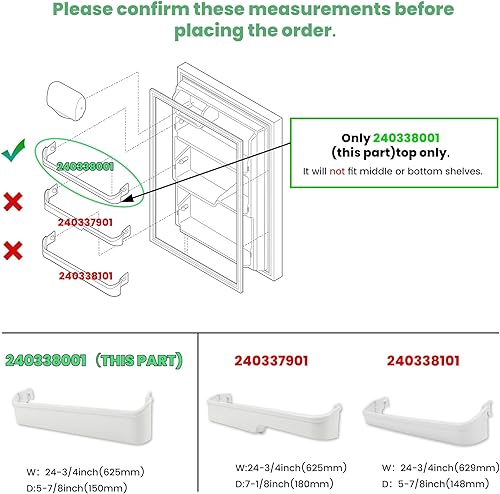 Miniatura 12 de HECASA 240337901 240337904 240337905 Refrigerator Door Bin Shelf Compatible with Frigidaire Refrigerator for 891047 AH429868 AP2115858 EA429868