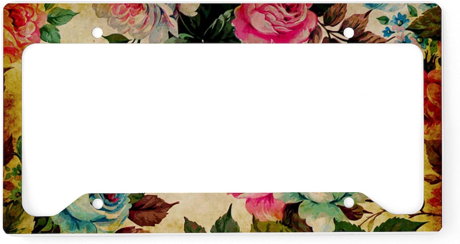 CafePress Bag Antiq Flo License Plate Holder Aluminum License Plate Frame, License Tag Holder