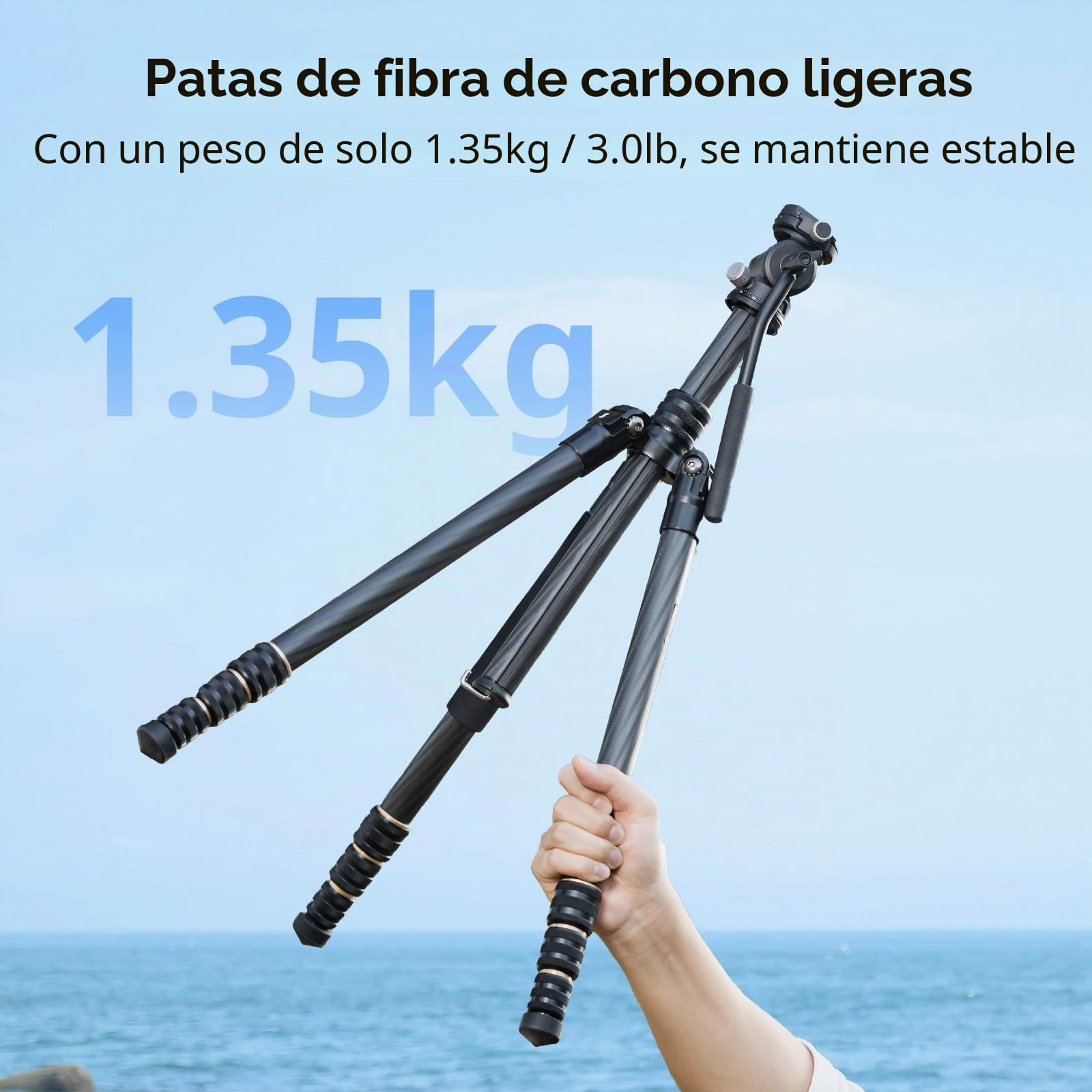 SMALLRIG CT150 Kit de Trípode de Viaje para Video, con Cabezal de Video con Giro e Inclinación, Placa QR para Arca, Giro de 360° e Inclinación de 90°/-70°, Carga Máxima de 3 kg/6,6 lb para DSLR - 4937