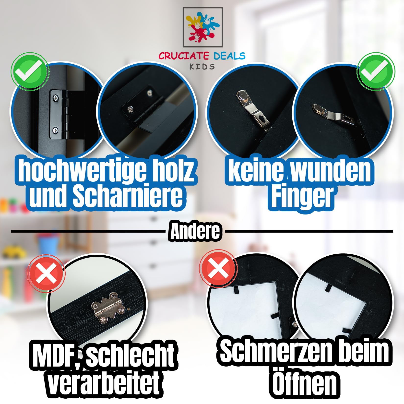 Bilderrahmen aus hochwertigem Holz für kinderzeichnungen A4 - Aufklappbar wechselbilderrahmen - mit Malbuch von Tieren (Schwarz)