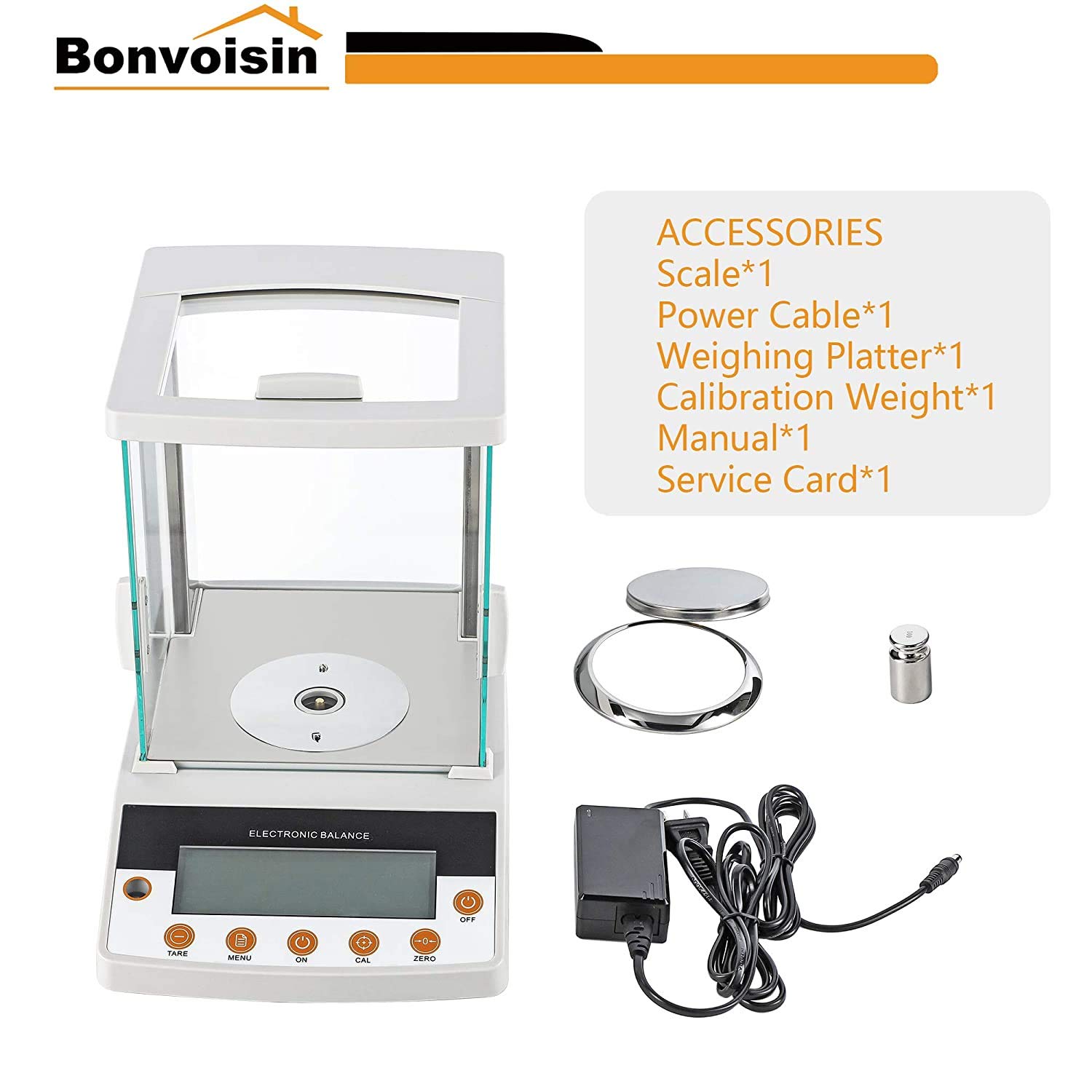 Bonvoisin Analytische Waage 100-300gx1mg Pr?zisionslaborwaage 0.001g Digitale Analysenwaage RS232-Schnittstelle Labor Elektronische Waage LCD-Anzeige mit Windschutzscheibe (220g, 0.1mg)