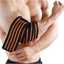Elbow pads 2pcs 100cm Long Wrap Elbow Strap Bandage Breathable Brace Support Gym Fitness Sport Protecter Pad for Weightlifting Bench PressOrange