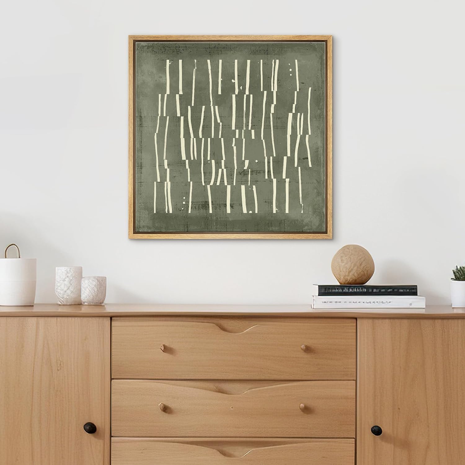 SIGNFORD Framed Canvas Print Wall Art Birch Tree Silhouette Abstract Forest Illustrations Modern Art Relax/Calm Warm for Living Room, Bedroom, Office - 24"x24" Natural