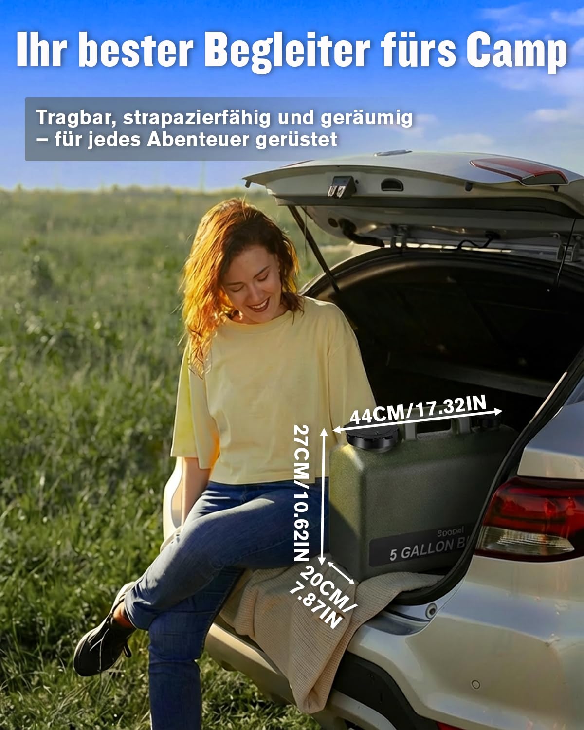 Spopal Camping Dusche 10000mAh Tragbare mit 20L Wasserkanister Akku Outdoor Set Duschkopf 2m Schlauch