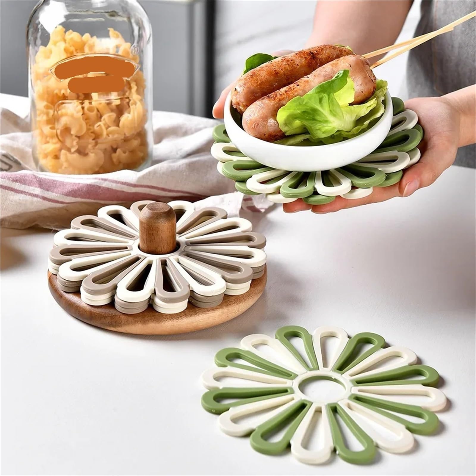 Dessous de Plat Silicone 6 Sets de Table en Silicone Relief Fleurs
