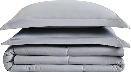 Miniatura 2 de LONDON FOG Juego de edredón y fundas de almohada de 3 piezas para lavado de ropa, color gris