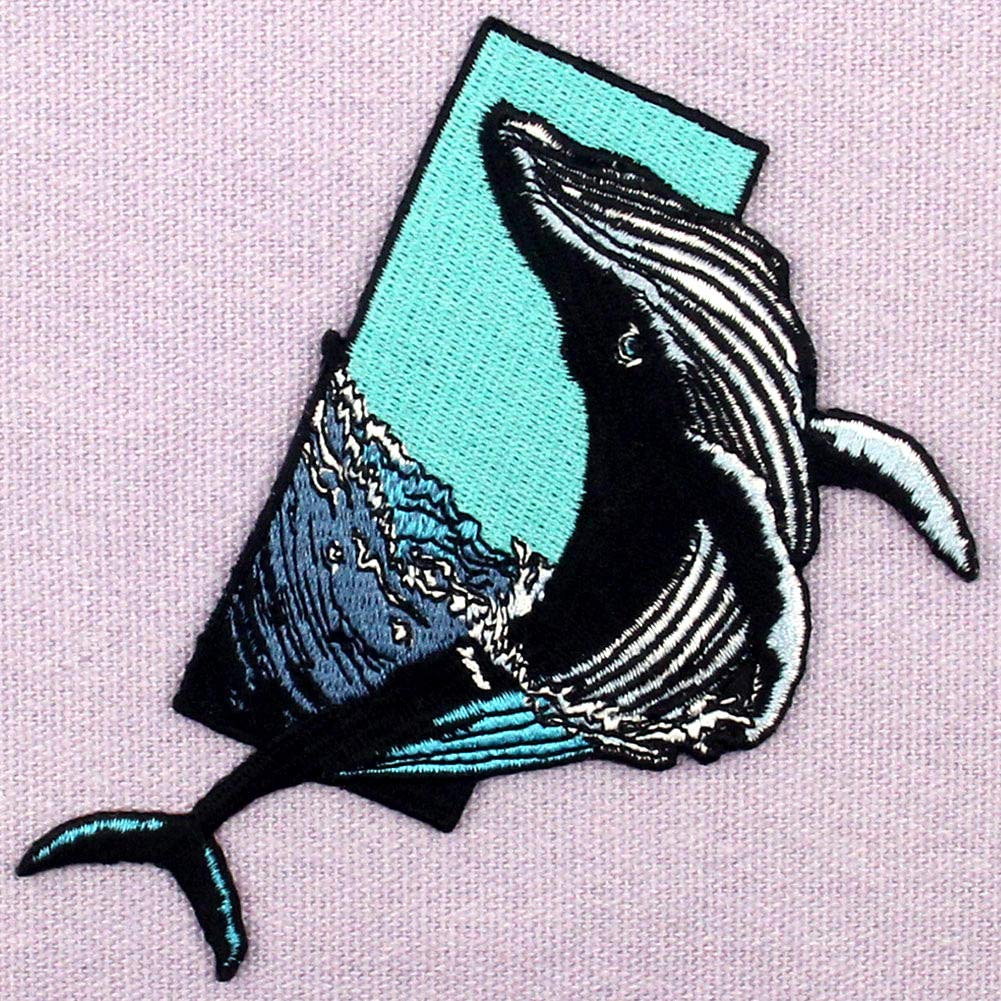 Tattoo Walvis Staart Patch Geborduurde Applique Badge Ijzer Op Naai Op Embleem