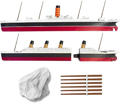 2Pack Split In Half Titanic & RMS Carpathia Model Ship 1 Ft Long Assembled Titanic Toys For Kids, Historically Accurate Titanic Toy, Titanic Ship, Titanic Cake Topper, Titanic Figurine