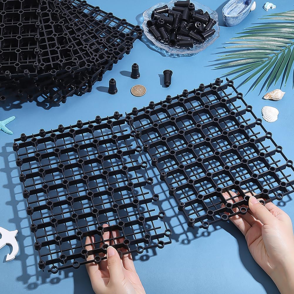 PH PandaHall Set di 12 divisori per acquario, divisori per acquario, fondo in plastica PP nera, divisori inferiori per acquario, pannelli isolanti per acquario, decorazione per allevamento di pesci