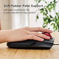 Vista 5 de ELECOM Ratón de trackball enorme, con cable, accionado con los dedos, función de 8 botones, reposamanos adjunto, ventana de bola roja lisa de 2.047