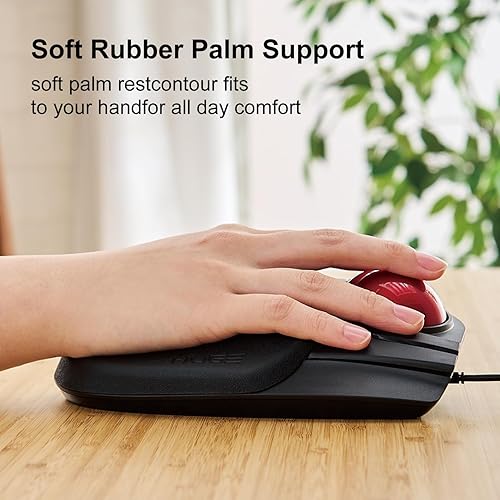 Miniatura 5 de ELECOM Ratón de trackball enorme, con cable, accionado con los dedos, función de 8 botones, reposamanos adjunto, ventana de bola roja lisa de 2.047