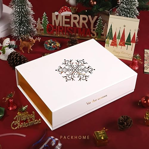 Miniatura 2 de PACKHOME 5 cajas de regalo de Navidad de 11 x 7.8 x 2.3 pulgadas, cajas de regalo con tapas, cajas resistentes para camisas con tapas magnéticas