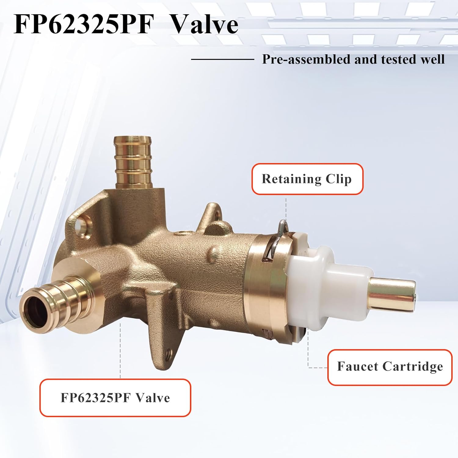 Replacement for FP62325PF Pressure Brass Balancing Valve, Shower Valve with 1/2" Crimp Ring PEX Connection