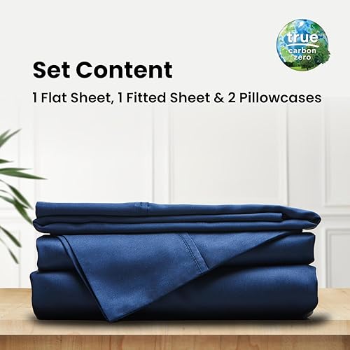 Miniatura 3 de Sábanas certificadas 100% Tencel Eucalyptus California King Lyocell  Juego de 4 piezas  Tejido de satén  Carbono verdadero cero  Suave a la piel