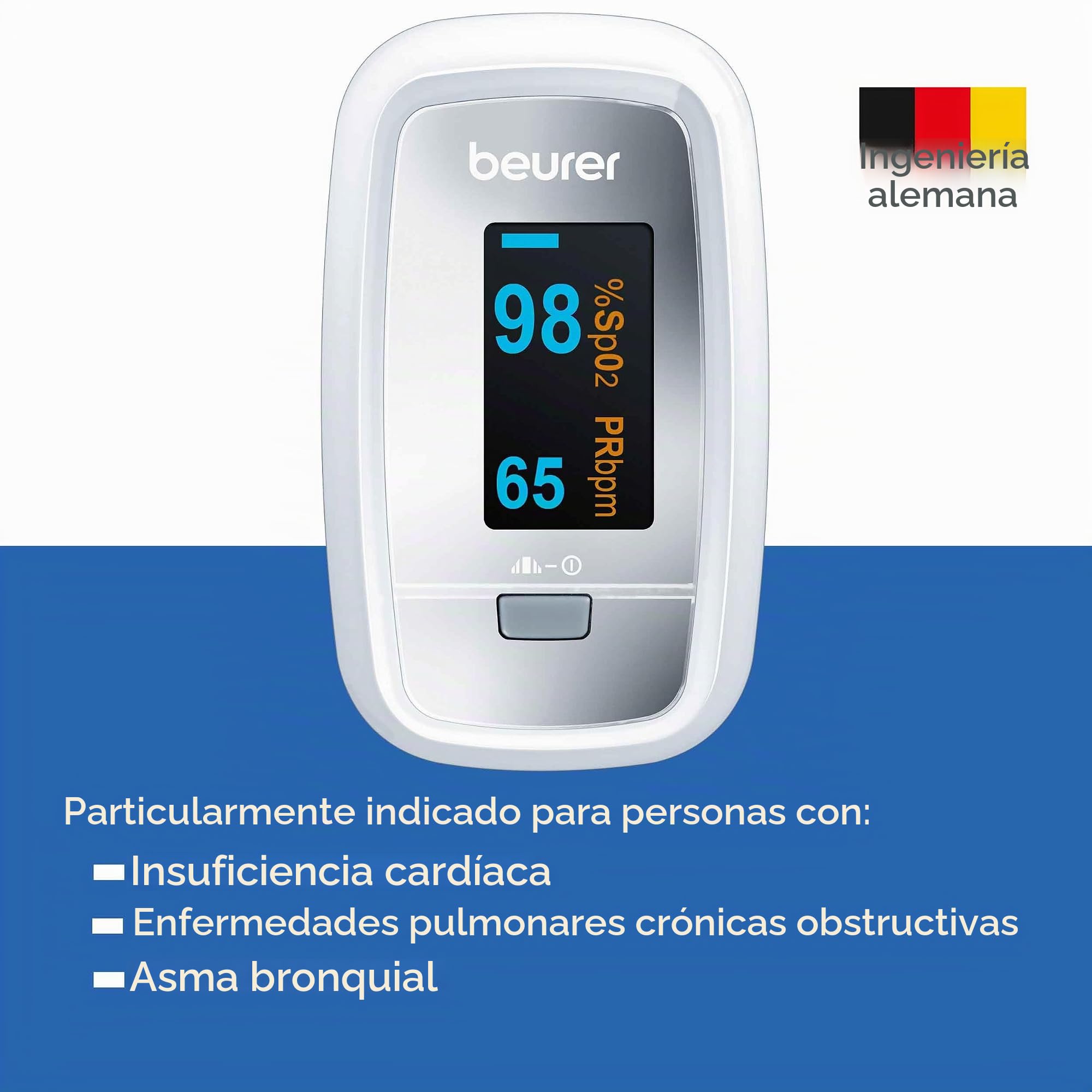 Beurer BM27 Tensiómetro de Brazo, Blanco, Indicador OMS, Detección de Arritmia + PO 30 Pulsioxímetro, medición saturación de oxígeno (SpO2) y frecuencia cardíaca