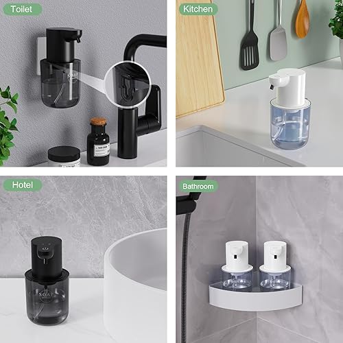 Miniatura 6 de Dispensador automático de jabón espumoso recargable sin contacto de 13.53 onzas  13.5 fl oz con montaje en pared y dispensador de jabón eléctrico de